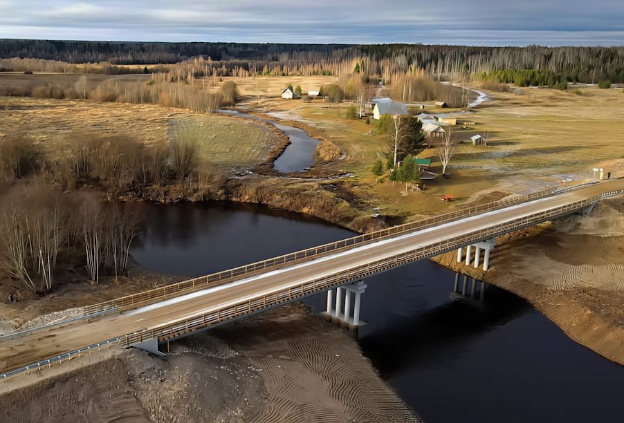 Архангельская область: в Верхнетоемском округе завершен капремонт моста через Ергу